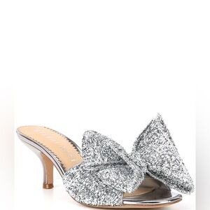 Gianni Bini Wendell Silver Bow Heeled Sandals